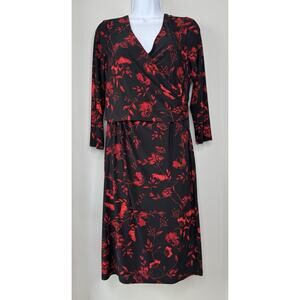 Lauren by Ralph Lauren Womens Floral Jersey Dress 10 Classic Night Out Elevated